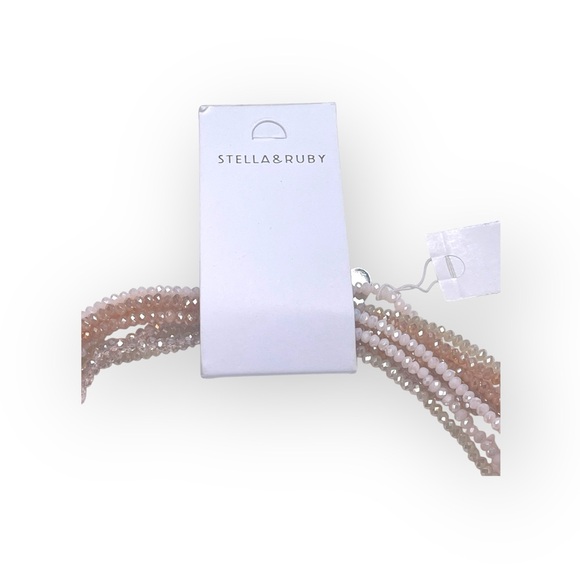 new Stella + Ruby ❃ Multi Strand Glass Bead Necklace ❃ Silver Cashmere Champagne - Picture 12 of 16